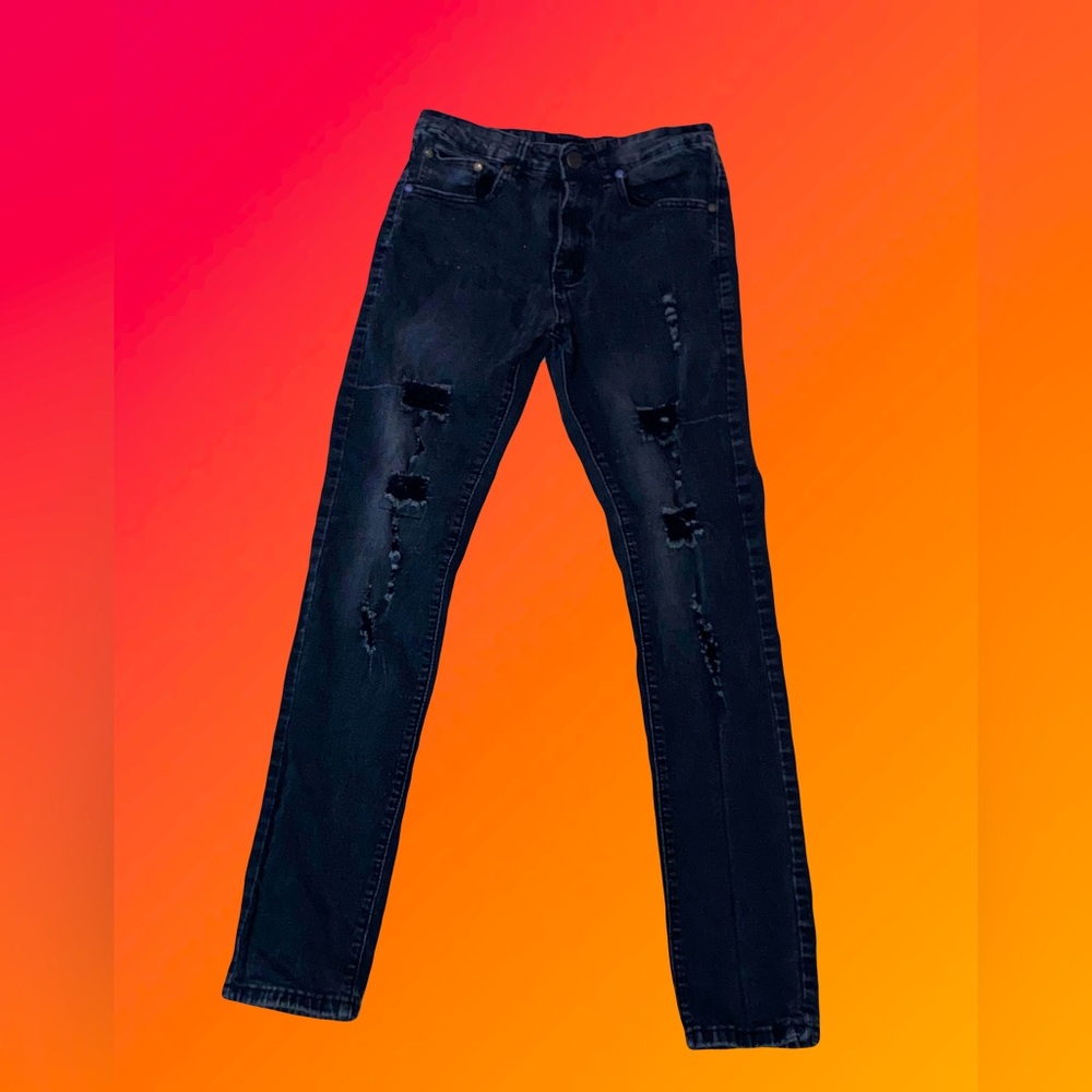 Waimea Black Skinny Fit ripped jeans 30Wx32L.